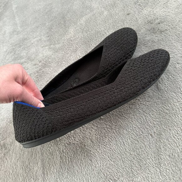 Rothys Black Round Toe Ballet Flats Textured Shoes Women's size 9.5 - Picture 3 of 5